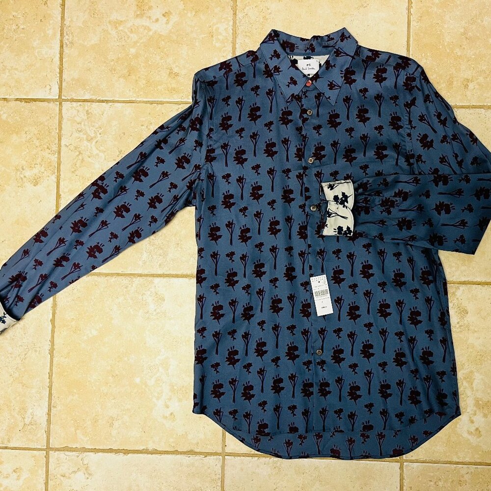 PS PAUL SMITH ~ Mens Long sleeve w contrasting cuff ~ MED SLIM FIT ~ NWT